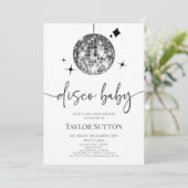 Invitation Baby shower Disco Ball Disco Silver (Debout devant)