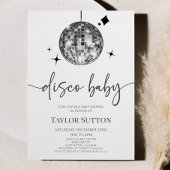 Invitation Baby shower Disco Ball Disco Silver