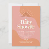 Invitation BABY SHOWER Disco Rose & Orange de TRIXIE Retro 70 (Devant)