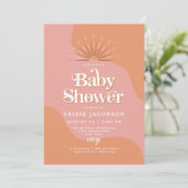 Invitation BABY SHOWER Disco Rose & Orange de TRIXIE Retro 70 (Debout devant)