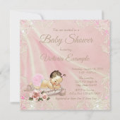Invitation Baby shower d'ivoire rose (Dos)