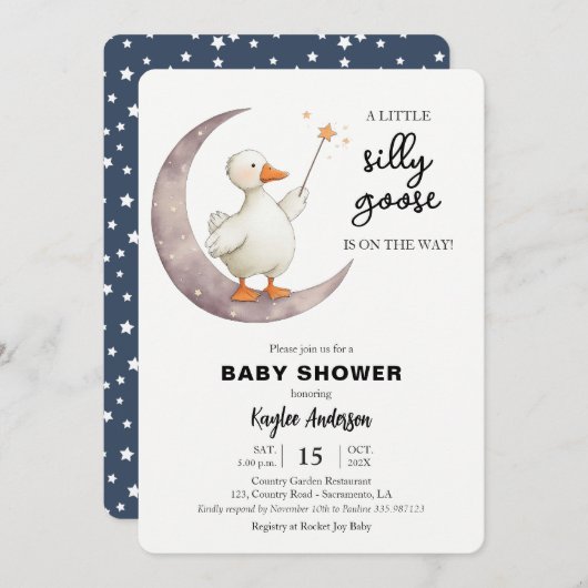 Invitation Baby shower d'oie (Devant / Derrière)