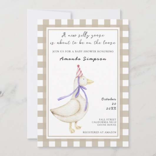Invitation Baby shower d'oie (Devant)