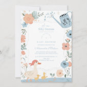 Invitation Baby shower d'oie bête bleu (Devant)