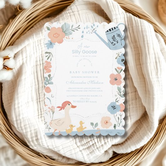 Invitation Baby shower d'oie bête bleu