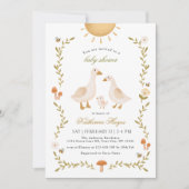 Invitation Baby shower d'oie blanche de Boho (Devant)