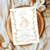 Invitation Baby shower d'oie blanche rose
