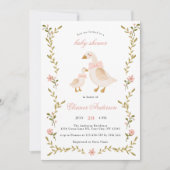 Invitation Baby shower d'oie blanche rose (Devant)