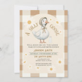 Invitation Baby shower d'oie d'aquarelle blanc (Devant)