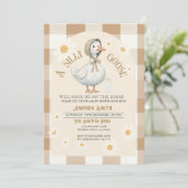 Invitation Baby shower d'oie d'aquarelle blanc (Debout devant)