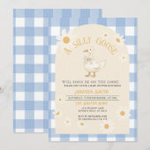 Invitation Baby shower d'oie de garçon Blue Daisy (Devant / Derrière)