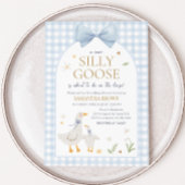 Invitation Baby shower d'oie En vichy bleu