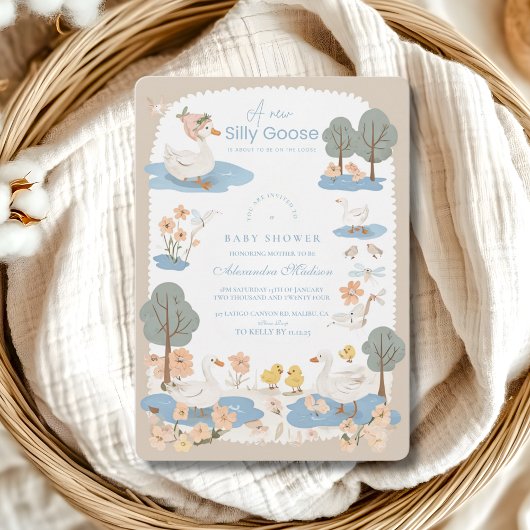 Invitation Baby shower d'oie fine