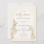 Invitation Baby shower d'oie soie beige (Devant)