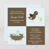 Invitation Baby shower d'oiseau de maman et de bébé (Devant / Derrière)