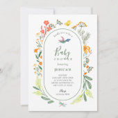 Invitation Baby shower d'oiseau floral esthétique (Devant)