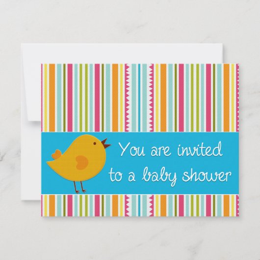Invitation baby shower d'oiseau jaune (Devant)