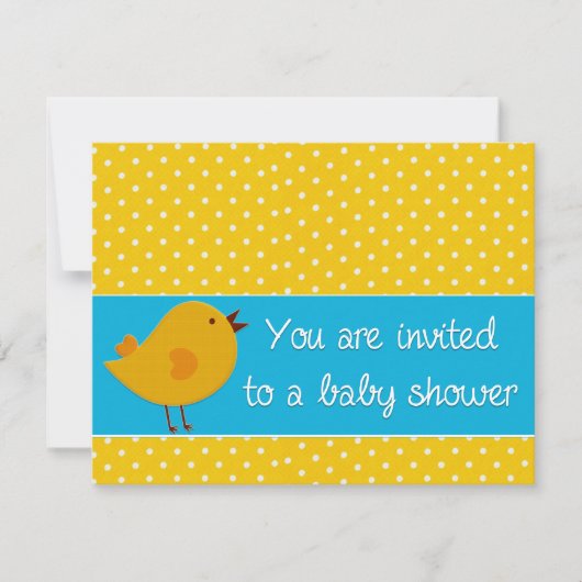 Invitation baby shower d'oiseau jaune (Devant)