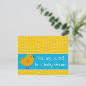 Invitation baby shower d'oiseau jaune (Debout devant)