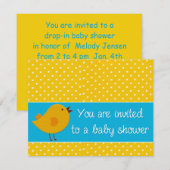 Invitation baby shower d'oiseau jaune (Devant / Derrière)