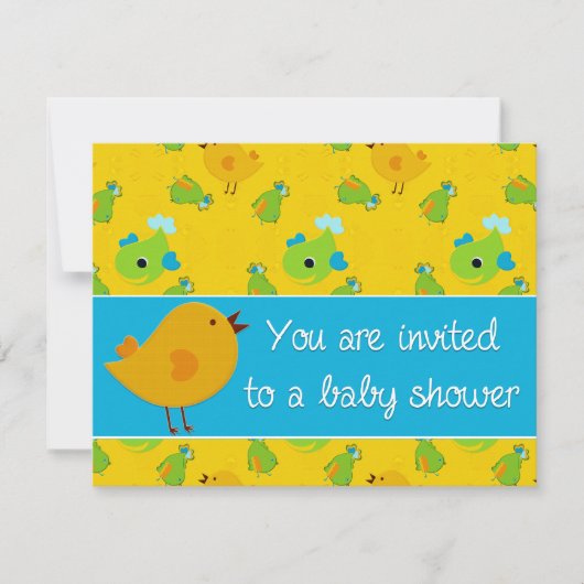 Invitation baby shower d'oiseau jaune (Devant)