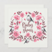Invitation Baby shower d'oiseaux (Devant / Derrière)