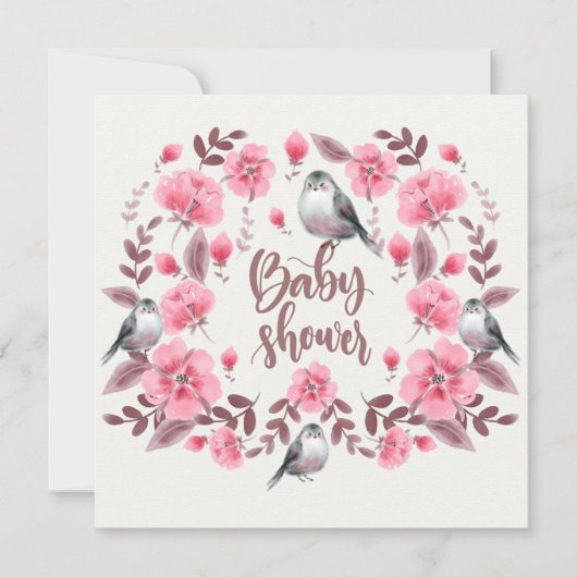 Invitation Baby shower d'oiseaux (Devant)