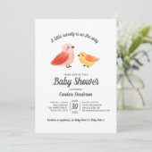 Invitation Baby shower d'oiseaux aquarelle peinte (Debout devant)