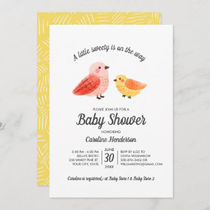 Invitation Baby shower d'oiseaux aquarelle peinte 