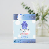 Invitation Baby shower d'oiseaux bleus (Debout devant)