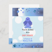 Invitation Baby shower d'oiseaux bleus (Devant / Derrière)