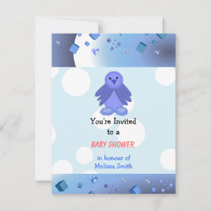 Invitation Baby shower d'oiseaux bleus