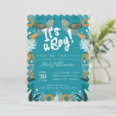 Invitation Baby shower d'oiseaux botaniques chic e (Debout devant)