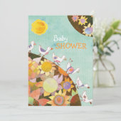 Invitation Baby shower d'Oiseaux de Fleurs Whimsical (Debout devant)