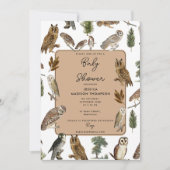 Invitation Baby shower d'oiseaux de la forêt de Chouette vint (Devant)
