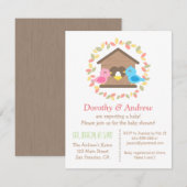 Invitation Baby shower d'oiseaux des Feuilles de Wreath (Devant / Derrière)