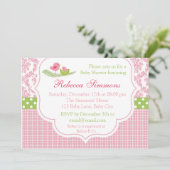 Invitation Baby shower d'oiseaux Jeune fille Damas (Debout devant)