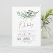 Invitation Baby shower d'olive (Debout devant)