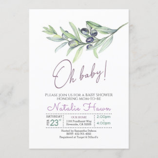 Invitation Baby shower d'olive