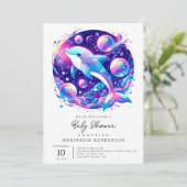 Invitation Baby shower Dolphin amusant (Debout devant)