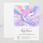 Invitation Baby shower Dolphin enchanté doux (Devant / Derrière)