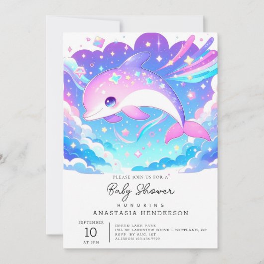 Invitation Baby shower Dolphin Majestic (Devant)