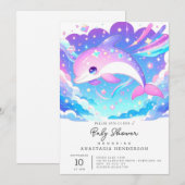 Invitation Baby shower Dolphin Majestic (Devant / Derrière)