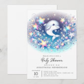 Invitation Baby shower Dolphin moderne amusant (Devant / Derrière)
