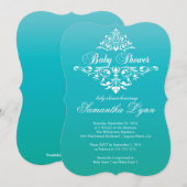 Invitation Baby shower d'Ombre Turquoise élégant (Devant / Derrière)