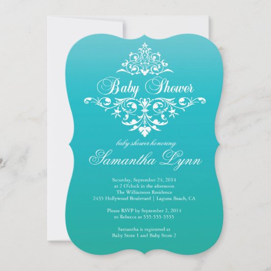 Invitation Baby shower d'Ombre Turquoise élégant (Devant)