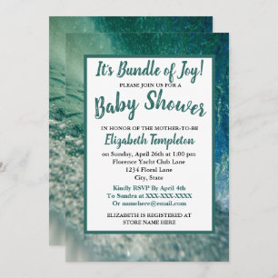 Invitation Baby shower d'onde océanique neutre pou