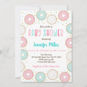 Invitation Baby shower Donut Pink Gold Pastel (Devant)