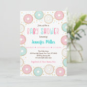 Invitation Baby shower Donut Pink Gold Pastel (Debout devant)