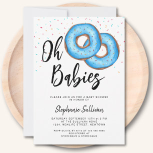 Invitation Baby shower Donut Twin Boys
